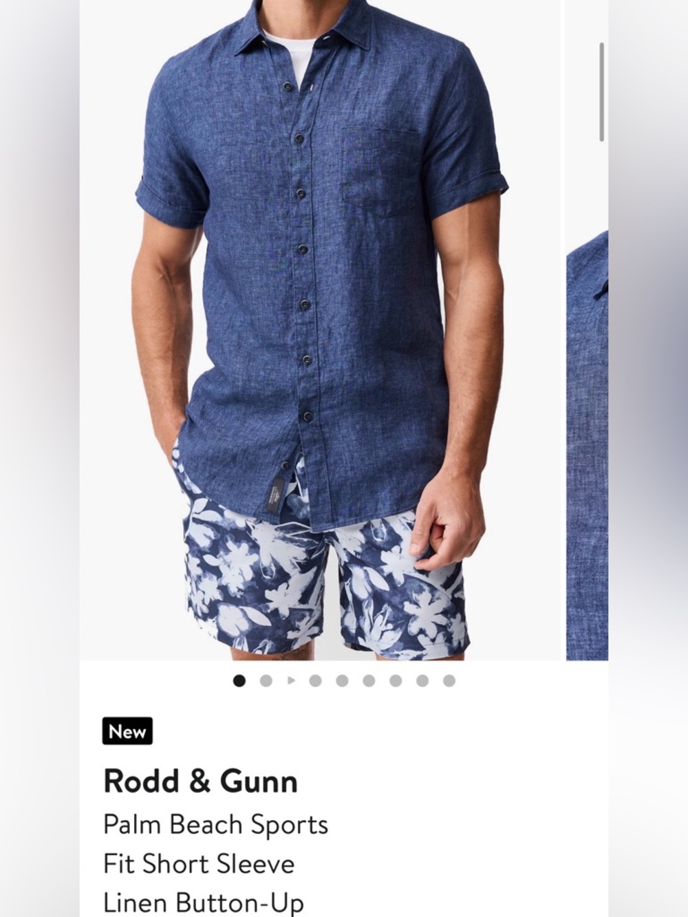 Rodd & Gunn Navy Short Sleeve Linen Button-Down Shirt